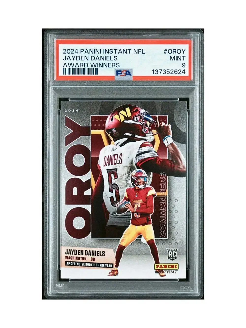 Jayden Daniels 2024 Panini NFL AP Offensive Rookie of the Year Commanders PSA 9
